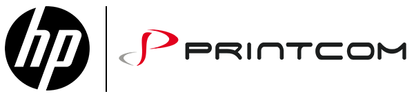 hp yrityksen logo ja printcom yrityksen logo